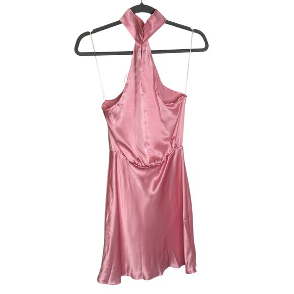 Amanda Uprichard Queens 100% Silk Mini Dress Halter Cocktail Party Baby Pink S - Picture 9 of 10